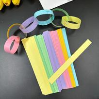 100pcs/set Colorful Paper Chain Garland Strips with Double Sided Tape DIY Construction Paper Chain for Birthday Kids Party Decor