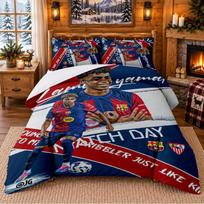 Printed 3Pcs Bedding Set Lamine Yamal Pattern Bed Sheet Pillowcase For Bedroom Decor 135cmx200cm blue