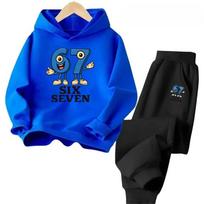 Steal a Brainrot Tracksuit 67 Six Seven Print Kid's Clothes Hoodie+Pants Suit 2pcs Set Boy Girl Children Holiday Gifts 110 blue