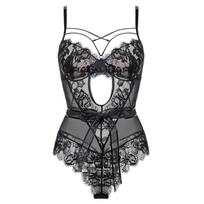 Elegant Lace Thong Bodysuit with Supportive Top and Stylish Back Design Bust 75B juoda