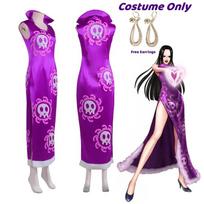 Queen Boa Hancock Cosplay Costume Anime Kimono Dress Cheongsam Cloak Women Halloween Carnival Cheongsam Set Outfits Role Play L purple