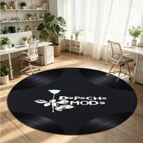Depeche Mode Printed Round Crystal Velvet Rug Soft Non Slip Floor Carpet For Bedroom Holiday Gift 80cmx80cm gray