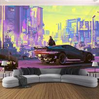Cyberpunk Future Steam City Home Tapestry Art Wall Hanging Psychedelic Galaxy Hippie Retro Anime  Background Decoration 100X70CM black