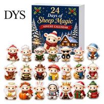 Christmas Advent Calendar Sheep Calendar, 24Pcs Acrylic 2D Ornament Set with Cute Realistic Pasture Lamb Decor Designs, Tree Hanging Decor, A blue
