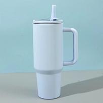 2024 NAUJAS HydroJug 40OZ puodelis su šiaudeliu, nerūdijančio plieno, vakuuminis izoliuotas, automobilinis puodelis, dvigubos sienelės, termosas, šaltas, kelioninis puodelis 1200ML šviesiai mėlyna spalva
