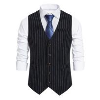 Vyriška liemenė elegantiška vyriška dryžuota V formos iškirpte liemenė su kišenėmis oficialiems renginiams vestuvėms kostiumo liemenė XXXXL white