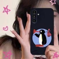 Happy P-Pingu Penguin Phone Case For Samsung S24,S21,S22,S23,S30,Ultra,S20,Plus,Fe,Lite,Note,10,9,5G Black Soft Cover Samsung S21 s305G gray