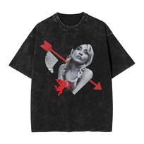 Hot Sale Sabrina Carpenter Graphic Print TShirt Unisex Women Streetwear Hip Hop Summer New Tee Vintage Washed Cotton Oversized Top 2XL gray