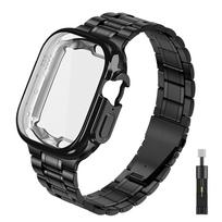 case+Strap for Apple watch Ultra band 44mm 40mm 45mm 41mm 42mm 38mm Metal Stainless Steel bracelet iWatch Series 3 5 6 SE 7 8 49mm Ultra gray
