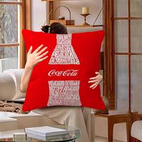 Coca-Cola Vintage Personalized Pillow Cover Kids Bedroom Wild Party Decor Pillowcase Kid Birthday Shower Gift Peach skin 18*18(CM)-1Pcs red