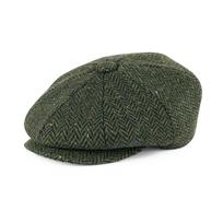 Feinion Men'S Wool Blend Newsboy Cap 8 Panel Ivy Tweed Cabbie Front Snap Brim Flat Hat Irish Cabbie Cap 59 gray