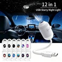 2-in-1 Galaxy žvaigždžių projektorius ir šilta naktinė lemputė, USB maitinamas jutiklinio valdymo žvaigždėto dangaus projektorius, 360° lanksti lempa su 3/6/12 vnt. raštų plėvelėmis with 12pcs Pattern Films balta