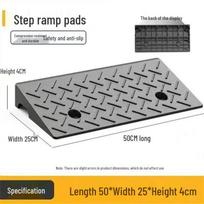 Rubber-Plastic Ramp Mat: Threshold, Curb, Roadside Slope & Car Speed Bump Solution gray