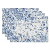 Blue Wooden Plank Gerbera Daisy Linen Placemat Waterproof Heatproof Non Slip Table Mat Spring Farmhouse Table Decor 4PCS gray