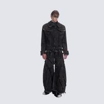 ZYLLO Vintage Baggy Jeans Streetwear Harajuku Hip Hop Jeans Wide Leg Loose Denim Pants S black
