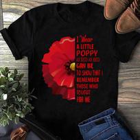 Red Poppy Flower Veteran T-Shirt: Lest We Forget, Memorial Day 140 red