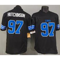 Detroit Lions NFL Football Jersey 97 Hutchinson Black Third Generation Authentic Style Rugby Uniform Men M blue