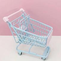 Hollow Shopping Cart Storage Model Toy Trolley Container Desktop Stationery Holder  Office Blue Trolley