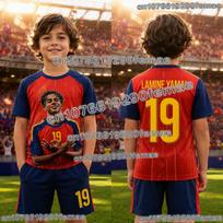 Lamine Yamal No.19 Football Jersey 2026/27 Fan Collection Soccer Shirt Kids Boys Girls Adult Breathable Casual Sportswear 120 red