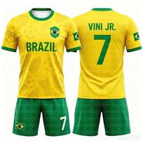2026 Specialus Neymar 10 ir VINI JR Futbolo Marškinėlių ir Šortų Rinkinys, Galima įsigyti tik Viršutinę Dalį, Brazilijos Gerbėjams 2 dalių Rinkinys Vasarai Vaikams 110CM