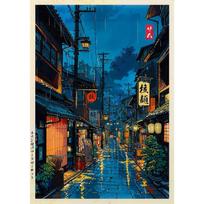 Tokijo Kraštovaizdis Anime Iliustracija Spaudinys Japonijos Naktinis Vaizdas Plakatas Fuji Vintažinis Tapybos Stilius Menas Dekoras Drobė Sienos Menas Retro 21cm×30cm NoFrame blue