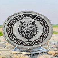 60,96 cm Viduramžių vikingų skydas Fenris vilkas mūšyje naudotas skydas kario skydas sienų dekoras geriausia dovana dekoracijai gray