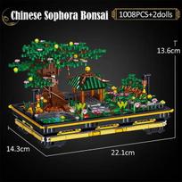 City Mini Pine Bonsai Ornaments Peach Blossom Building Blocks Sakura Decoration Potted Plant Figures Bricks Toy Children Gifts brown
