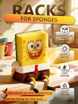 SpongeBob SquarePants Sponge Rack - Ventilated Kitchen Sponge Holder with Wall-Mount & Countertop Design geltona
