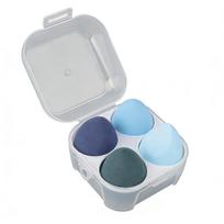 Multi-Use Expanding Makeup Sponge with Non-Absorbent Powder Puff and Storage Jar white
