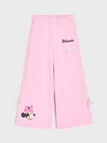 Sinsay - Wide leg sportinės kelnės su spauda ir kaspinėliais Minnie Mouse - pastelinė rožinė