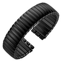 Elastinis metalinis laikrodžio dirželis Swatch laikrodžiui 17mm 20mm Ištempiamas plieninis laikrodžio dirželis Vyrams Moterims Auksiniai Juodi Apyrankės 20mm matinė juoda spalva