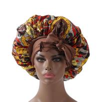 Extra Large Satin Bonnet Long Tail African Style Print Bonnets For Women Shower Cap Womans Hats Hair Bonnet For Sleeping black