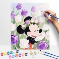 Disney Mickey Mouse Tulip Floral Paint by Numbers Painting Art Kit Home Decor Gift 50x70cm beige
