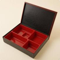 Square Japanese Bento Box HeatResistant 5Compartment Food Container black