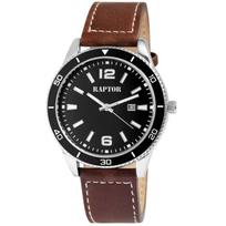 Watch - RAPTOR - Simon - Brown leather strap - 46 mm two-tone case - Miyota quartz movement ruda