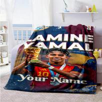 Lamin Yamal Customize Text Blanket Throw Customizable Blanket Warmthful Decor For Bedding Bed Living Room Sofa Four Seasons Universal 150cmx180cm