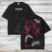 Tokyo Ghoul Anime Rūgštimi skalauti Oversize Marškinėliai Ken Kaneki Anime Marškinėliai Dovana Jam M white