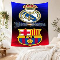 Real Madrid Club Personalized Name Tapestry Customizable Wall Tapestry Vibrant Fade-Resistant Print Perfect for Camping Four Seasons Decor 150cmx200cm