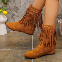 Moteriški Retro Žieminiai Vakarų Stiliaus Kutais Puošti Mocasins Klasikiniai Kutais Cowboy Kulniukai Žemi Kulniukai Suede Batai 42 ruda