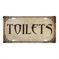 Metaliniai tualeto ženklai Sienų dekoras Metalo plokštelė Metalo vintažinė numerio plokštelė namams Barui Klubui Tualetui Vonios kambariui 15x30cm white