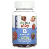Lifeable, Kids B Complex + Vitamin C gummies, sugar-free, natural strawberry flavor, 60 gummies