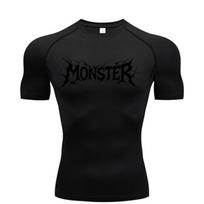 Short-sleeved Compression Shirt for Men Fitness Gym Running T-shirt Rashgard Top T-shirt Quick-drying Short-sleeved T-shirt XXXL black