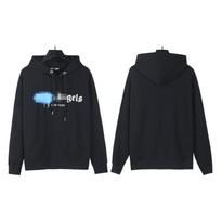 Cross-border European and American trendy brand palm angel spray paint graffiti letter printing hoodie sweater men's and women's high street bf jacket L black