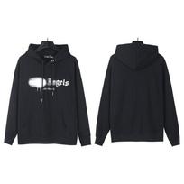 Cross-border European and American trendy brand palm angel spray paint graffiti letter printing hoodie sweater men's and women's high street bf jacket L black