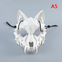 Kaukolės Kaukė Vakarėliui Ilgais Dantimis Demono Skeleto Pusės Veido Kaukė Vilko Drakono Tigro Houjuu Nue Kaukė Cosplay Helovino Kostiumo Rekvizitai A5 white