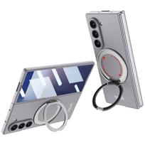 For Samsung Galaxy Z Fold 8 Ultra Case Ultra-thin Matte Magnetic Rotating Ring Holder Wireless Charging Tempered Film Hard Cover Galaxy Z Fold 8 Ultra gray