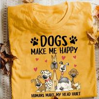 Dog lover - Dogs make me happy Humans make my head hurt - Funny Dog Lover T-Shirt - Funny Dog - Schnauzer Lovers - Mother's Day M orange