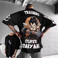 Dragon Ball Men's T-shirt Vegeta Japan Anime Summer Unisex Loose and Breathable Cotton T-shirt Top 130 gray