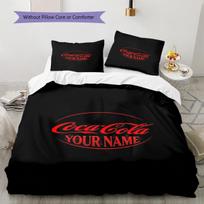 Coca Cola Rainbow Custom Name Pattern Bedding Quilt Set Quilt Cover Pillowcase Home Birthday Gift(1 * duvet cover + 2 * pillowcase, without core) 135x200cm white