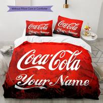 Coca Cola Rainbow Custom Name Pattern Bedding Quilt Set Quilt Cover Pillowcase Home Birthday Gift(1 * duvet cover + 2 * pillowcase, without core) 135x200cm